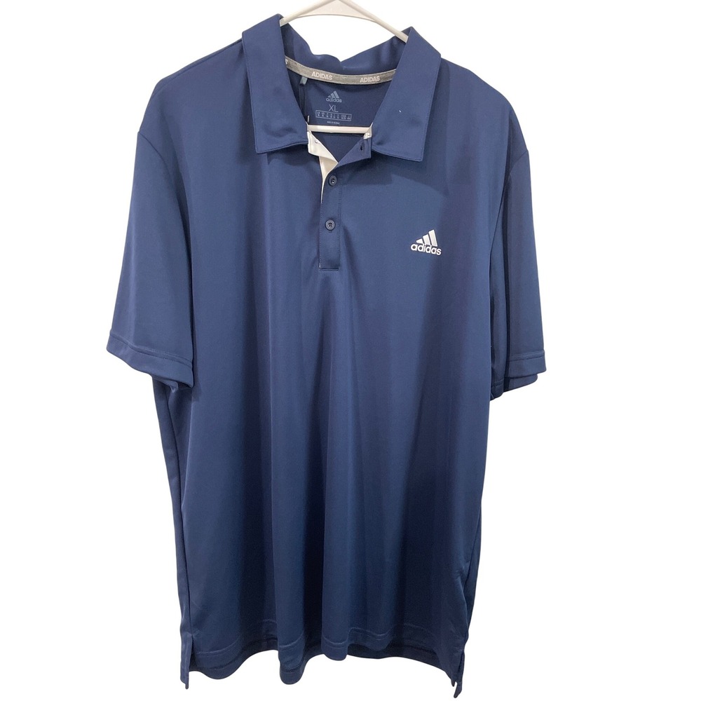 Adidas‎ Mens XL Golf Polo Shirt Navy Blue UPF 50 Stretch Casual NWT